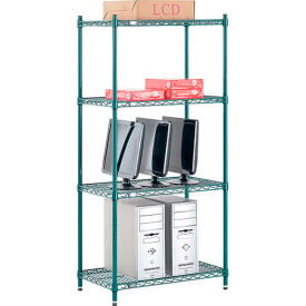 Nexel® 4 Shelf Poly-Green® Wire Shelving Unit Starter 30