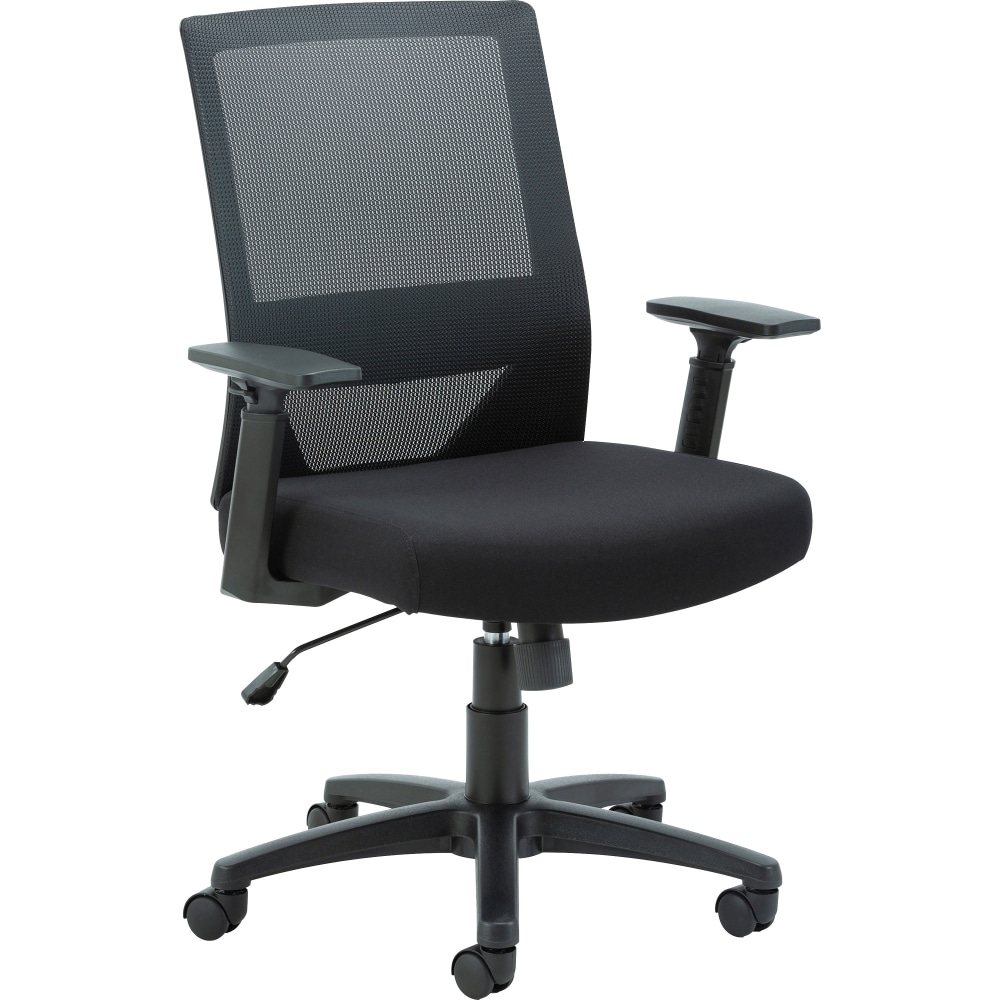 Lorell SOHO Mesh Mid-Back Task Chair - Gray Fabric Seat - Gray Fabric Back - Mid Back - 5-star Base - Black - Armrest - 1 Each MPN:41840