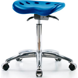 Interion® Polyurethane Tractor Stool With Seat Tilt - Blue w/ Chrome Base 80967B22