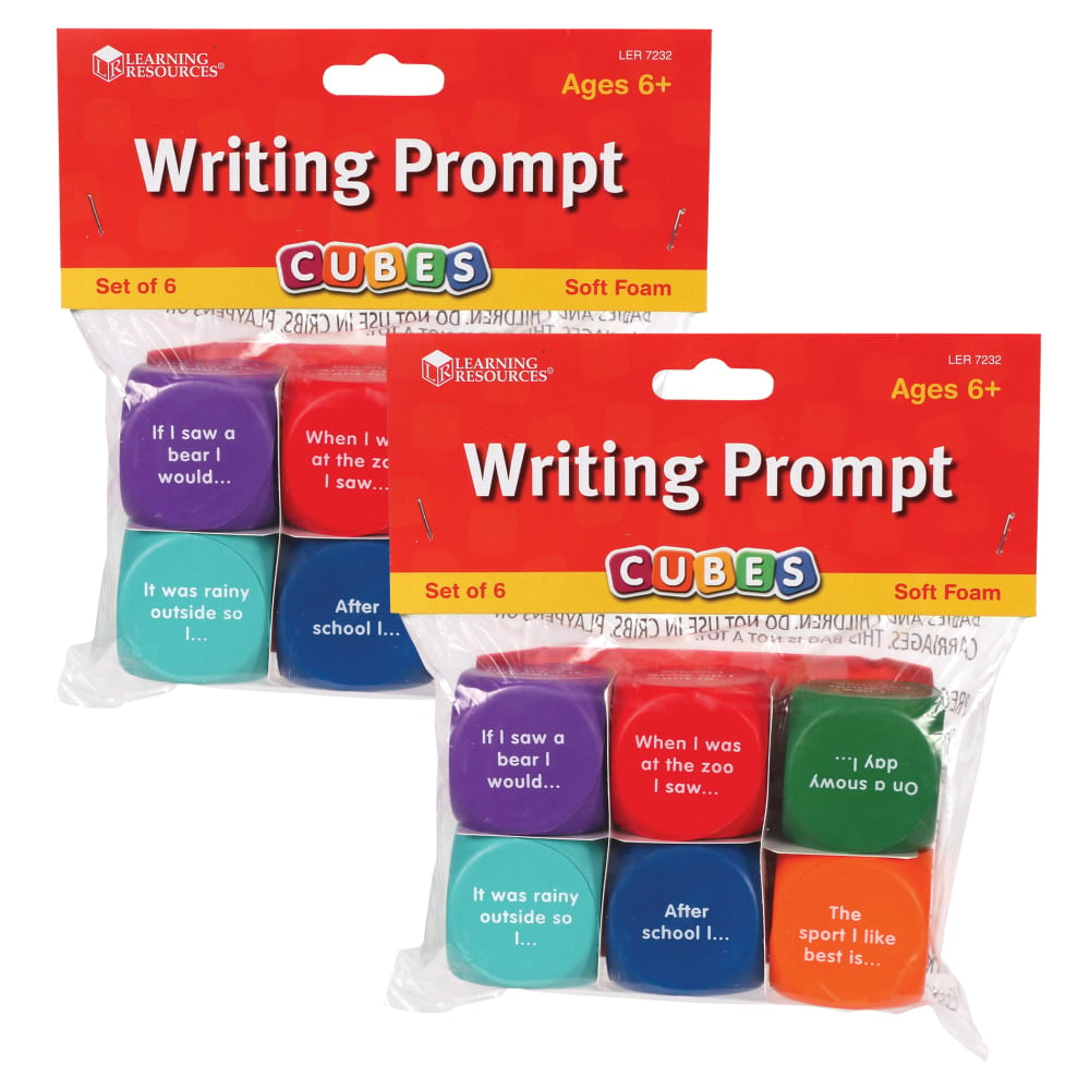 Learning Resources Writing Prompt Cubes, 1-5/8in, Assorted Colors, 6 Cubes Per Set, Pack Of 2 Sets (Min Order Qty 2) MPN:LER7232-2