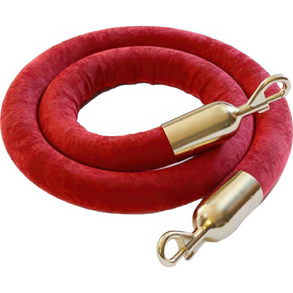 Barrier Rope & Chain, Snap End Material: Polished Brass , Hook Fitting Material: Steel , Color: Red , Length Ft.: 8.000 , Rope/Chain Color: Red  MPN:TRADVRR8PBS