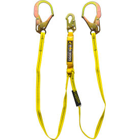 Guardian Big Boss Extended Free Fall Lanyard 6' Double Leg W/ Steel Rebar Hooks Shock Pack Nylon 21303