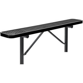 GoVets™ 6' Outdoor Steel Flat Bench Expanded Metal In Ground Mount Black 156IBK277