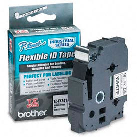 TZ Tape Cartridge for P-Touch labelers flexible tape Black on White 3/4w TZF-X241