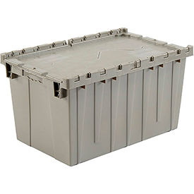 GoVets™ Plastic Attached Lid Shipping & Storage Container 25-1/4x16-1/4x13-3/4 Gray 812257