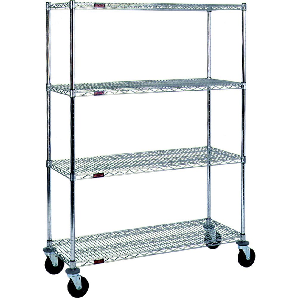 Wire Shelving, Shelving Type: Mobile Wire Shelving , Shelf Type: Adjustable , Adjustment Type: Split Sleeve , Shelf Capacity: 600lb , Mobility: Mobile  MPN:MSS4-2460C-SB