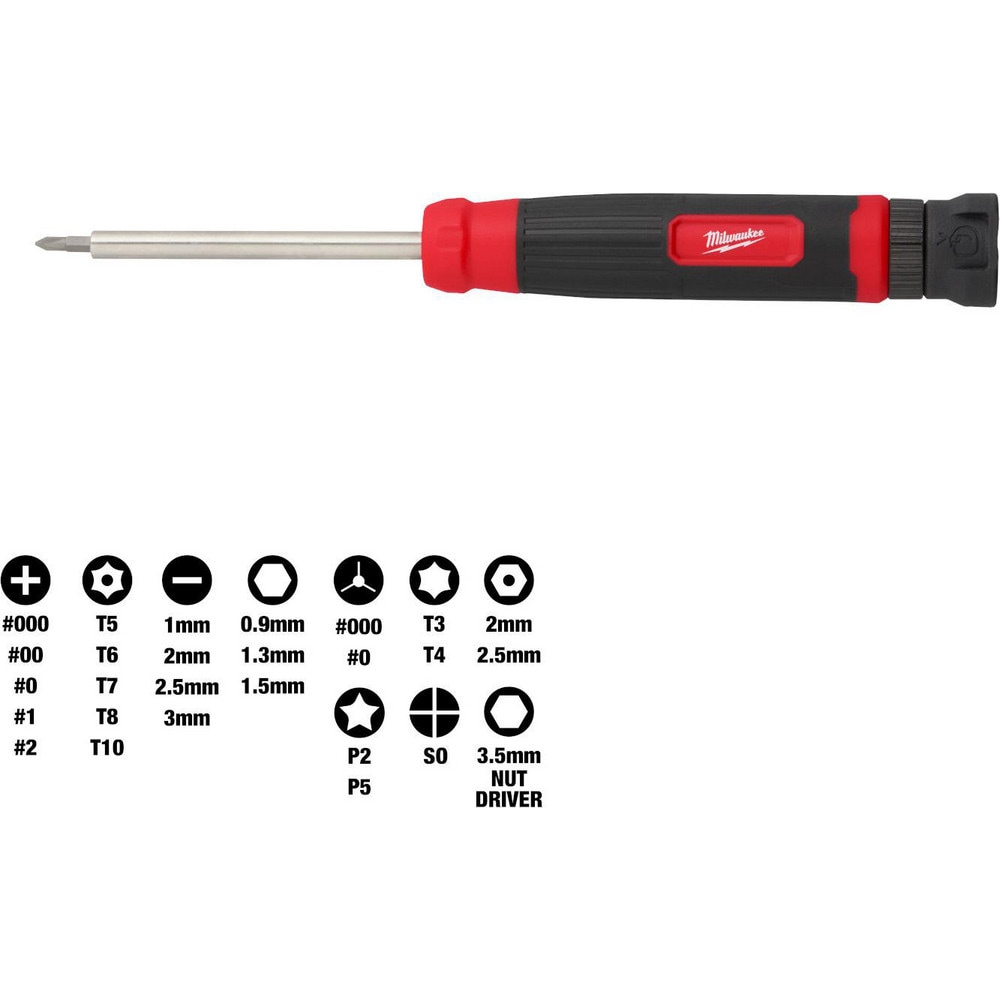 Bit Screwdrivers, Type: Combination , Tip Type: Phillips, Slotted, Torx, Hex , Drive Size (TXT): 1/4 in, 3/8 in, 1/2 in , Shaft Length: 2.7500  MPN:48-22-2934