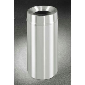 Glaro Steel Round Trash Can W/Funnel Lid 16 Gallon Satin Aluminum F1533SA