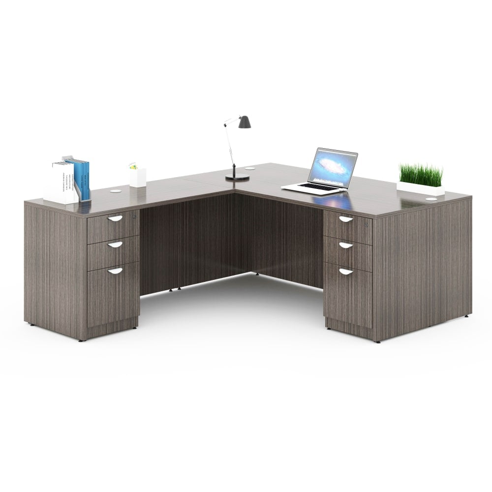 Boss Office Products Holland Series 71inW Executive L-Shaped Corner Desk With 2 File Storage Pedestals, Driftwood MPN:GROUPA11-DW