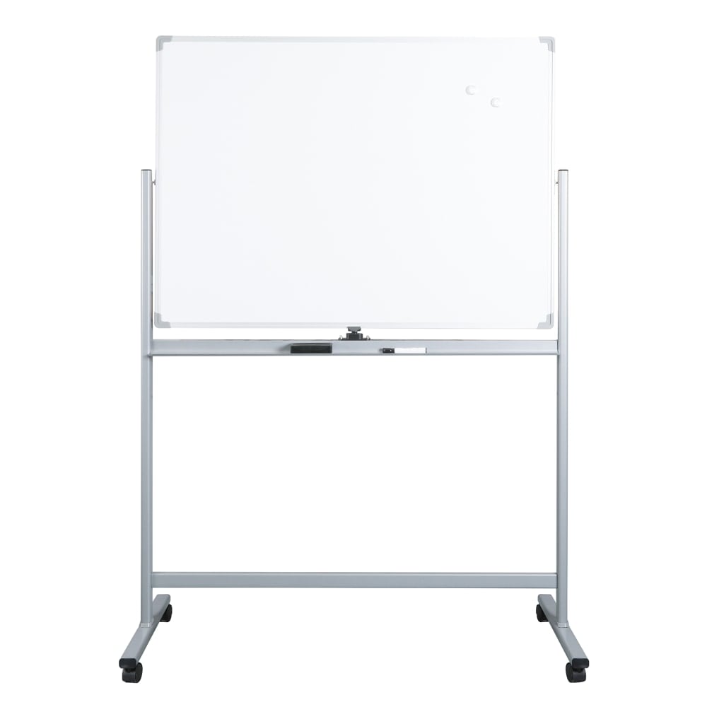 WorkPro Double-Sided Mobile Magnetic Dry-Erase Whiteboard Easel, 36in x 48in, Aluminum Frame With Silver Finish MPN:KK3876A