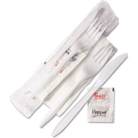 GEN Wrapped Fork/Knife/Napkin/Salt/Pepper Cutlery Kit Polypropylene 6-1/4