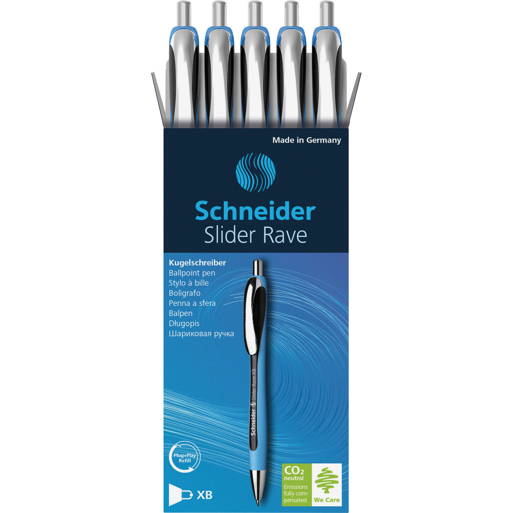 Rediform Schneider Slider Rave XB Ballpoint Pens, Extra Broad Point, 1.4 mm, Blue Barrels, Black Ink, 1 Each (Min Order Qty 4) MPN:RED132501