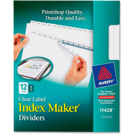 Avery Index Maker Clear Label Divider Print-on 12 Tabs White/White 11428