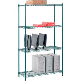 Nexel® 4 Shelf Poly-Green® Wire Shelving Unit Starter 42