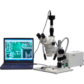 AmScope ZM-1TW3-FOD-M 2X-225X Trinocular Stereo Zoom Microscope with Large Stand & 1.3MP Camera ZM-1TW3-FOD-M