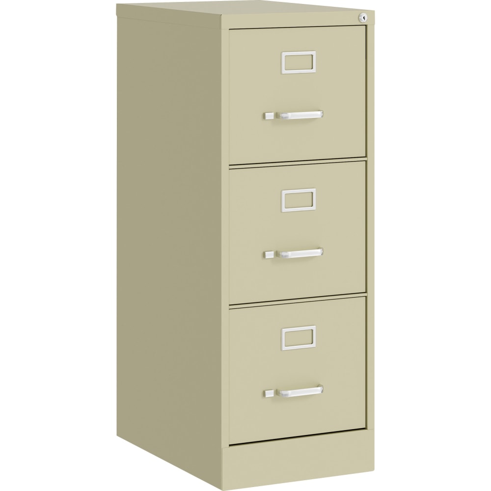 Lorell Fortress Series 22in Commercial-Grade Vertical File Cabinet - 15in x 22in x 40.2in - 3 x Drawer(s) for File - Letter - Vertical - Ball-bearing Suspension, Removable Lock, Pull Handle, Wire Management - Putty - Steel - Recycled MPN:42296