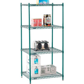 Nexel® 4 Shelf Poly-Green® Wire Shelving Unit Starter 30