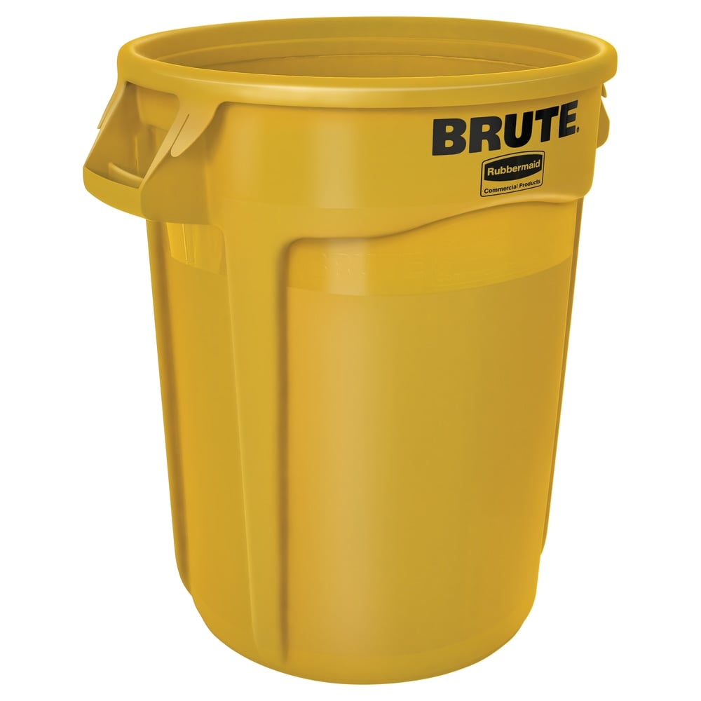 Rubbermaid Commercial Brute Round Container - 32 gal Capacity - Round - Heavy Duty, Handle, Tear Resistant, Damage Resistant, Durable, UV Coated, Fade Resistant, Warp Resistant, Crack Resistant, Crush Resistant (Min Order Qty 2) MPN:263200YEL