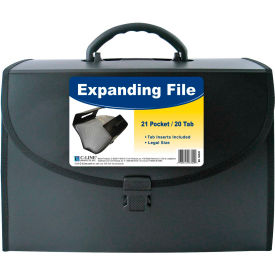 C-Line Products 21-Pocket Legal Size Expanding File with Handle Black 1/EA 58320