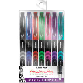 Zebra® Fountain Pen Fine 0.6mm Assorted Ink/Barrel 7/Set 48307