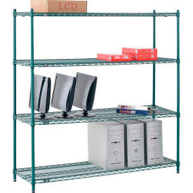 Nexel® 4 Shelf Poly-Green® Wire Shelving Unit Starter 60