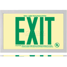 Rigid Plastic Green' Exit Sign Inside Silver-Colored Brushed Aluminum Frame 600126