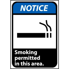 Notice Sign 14x10 Vinyl - Smoking Permitted In This Area NGA3PB