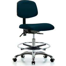 Blue Ridge Ergonomics™ Task Stool - Antibacterial - Marine Blue w/ Chrome Foot Ring VMBCH-CR-T0-A0-CF-CC-8801