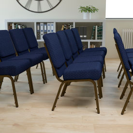 Flash Furniture 21''W Stacking Church Chair - Fabric - Navy Blue Dot Pattern - Hercules Series CH0221-4-GV-S0810-GGFD-