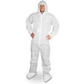 HD Polypropylene Coverall/Bunny Suit Attached Hood & Boots Zipper Front White 3XL 25/CS CVL-NW-HD-WHITE-B-3XL