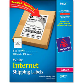 Avery® Shipping Labels with TrueBlock Technology 5-1/2 x 8-1/2 White 500/Box 5912