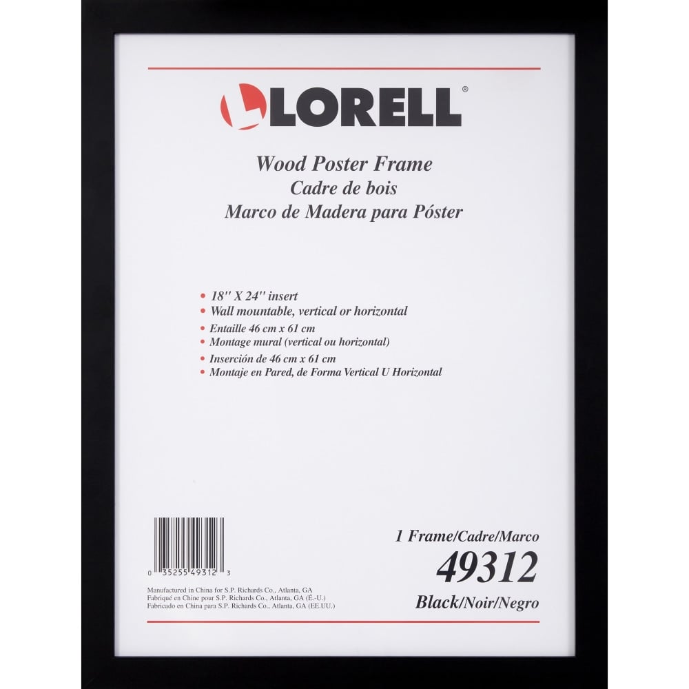 Lorell Wide Frame - 18in Frame Size - Rectangle - Horizontal, Vertical - 1 Each - Black (Min Order Qty 3) MPN:49312