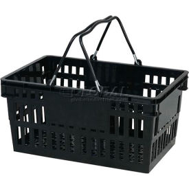 VersaCart ® Black Plastic Shopping Basket 26 Liter w/ Plastic Grips Wire Handle Pack Qty of 12 206-26L-WH-BLK-12