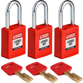 Brady® NYL-RED-38ST-KA3PK Brady SafeKey Lockout Padlock Nylon 1.5