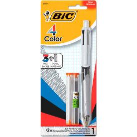 BIC® 3 + 1 Retractable Ballpoint Pen/Pencil Black/Blue/Red Ink Gray/White Barrel MMLP1-AST