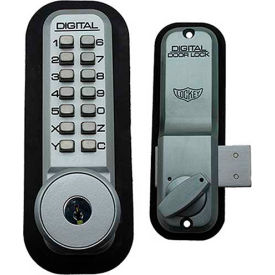 Lockey Digital Door Lock 2200 Surface/Rim Mount with Key Override Satin Chrome 2200SCKO