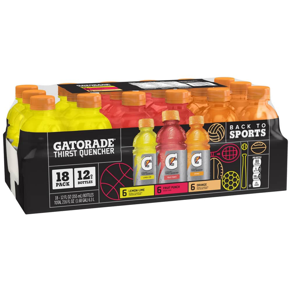 Activity Drinks, Drink Type: Activity , Form: Liquid , Container Yields (oz.): 12 , Container Size: 12 , Flavor: Lemon-Lime, Orange, Fruit Punch  MPN:12324