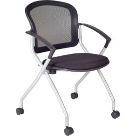 Regency Mesh Back Nesting Chair with Casters - Black 2309BK