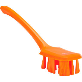 Vikan 41967 UST Long Handle Scrubbing Brush- Stiff Orange 41967