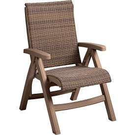 Grosfillex® Java Folding Chair Mochaccino Wicker Weave w/ French Taupe Resin Frame - Pkg Qty 2 UT071181