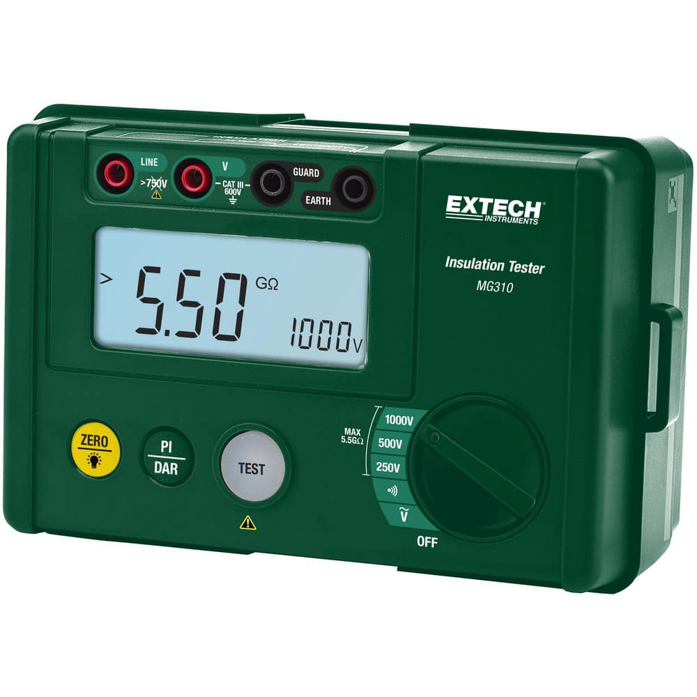 Electrical Insulation Resistance Testers & Megohmmeters, Display Type: LCD , Power Supply: AA Batteries , Resistance Capacity (Megohm): 200  MPN:MG310-NIST