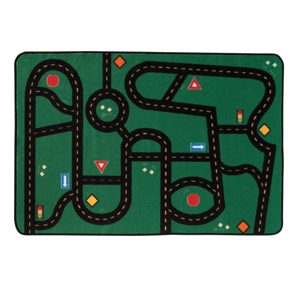 Carpets for Kids KID$Value Rugs Go-Go Driving Rug, 3ft x 4 1/2ft , Green (Min Order Qty 2) MPN:36.22