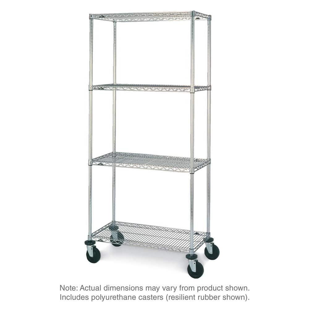 Wire Shelving, Shelving Type: Stem Caster Cart - Wire , Shelf Type: Split Sleeve , Adjustment Type: Split Sleeve , Shelf Capacity: 225 , Mobility: Mobile  MPN:SE-244880C-MU-4