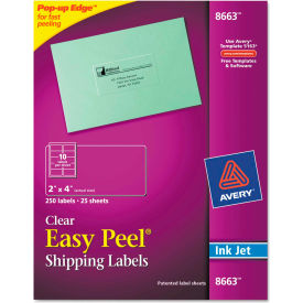 Avery® Easy Peel Inkjet Mailing Labels 2 x 4 Clear 250/Pack 8663