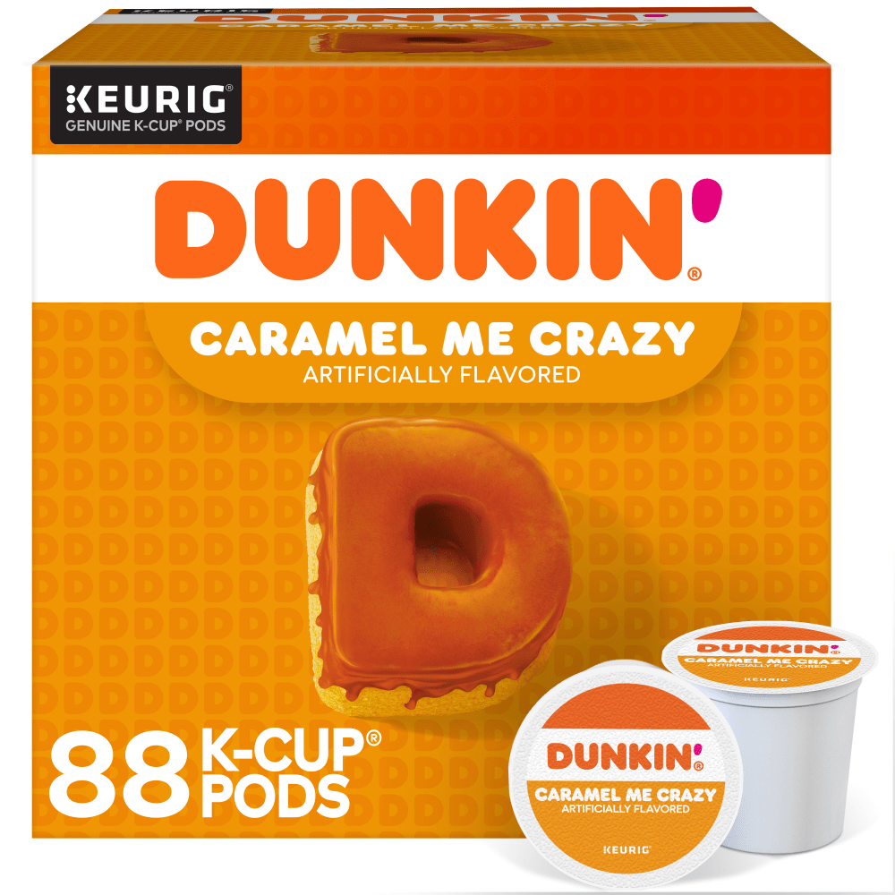 Dunkin Donuts Coffee K-Cup Pods, Caramel Me Crazy, Medium Roast, 22 Pods Per Box, Set Of 4 Boxes MPN:5000364900CA