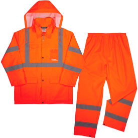 Ergodyne® GloWear® 8376K Lightweight Hi-Vis Rain Suit Kit Polyester Medium Orange 25333