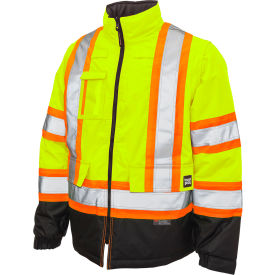 Tough Duck Men's Poly Oxford 5-In-1 Safety Jacket 4XL Fluorescent Green S42631-FLGR-4XL