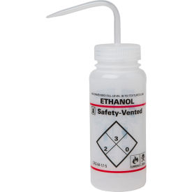 Bel-Art Safety-Vented / Labeled 2-Color Ethanol WM Wash Bottles 500ml (16oz) PE w/Nat PP Cap 3Pk 116420639