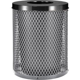 GoVets™ Outdoor Diamond Steel Trash Can With Flat Lid 36 Gallon Gray 924GY261