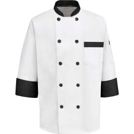 Chef Designs Garnish Chef Coat White W/Black Trim Polyester/Cotton 2XL KT74BTRGXXL